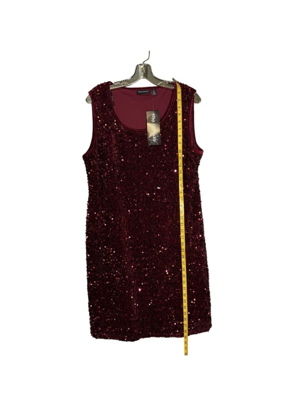 Sleeveless Burgundy Sequin Party Dress Size XL By Nina Leonard - Picture 8 of 11